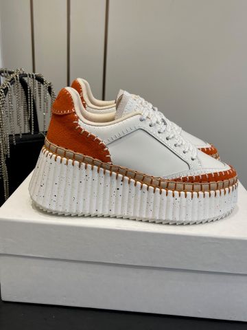 GIÀY NỮ SNEAKER CHLO* ĐẾ GÂN 3D SIÊU NHẸ – TRẮNG CAM