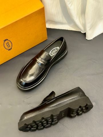 GIÀY NAM LOAFER SR KHÓA ĐÔI DA TRƠN PHỐI VÂN DẬP PHOM Ý LỊCH LÃM 2