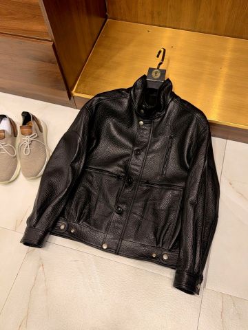 ÁO KHOÁC DA NAM HERM* BIKER CỔ ĐỨNG