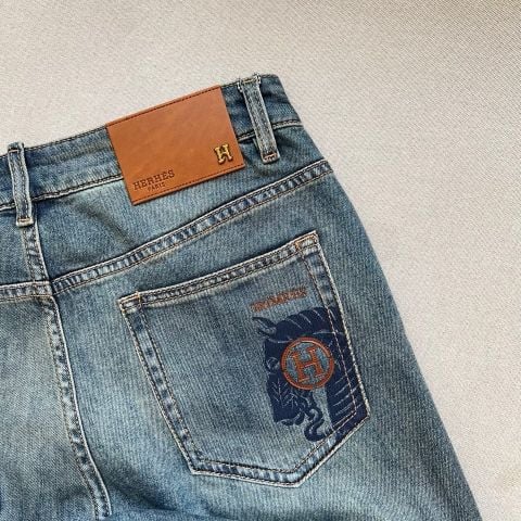 QUẦN JEANS NAM H M WASH XANH VINTAGE – THÊU TÚI SAU CAO CẤP