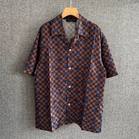 BỘ NAM L V DAMIER POLKA DOT CAMP-COLLAR SHIRT & SHORTS SET