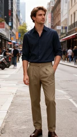 QUẦN ÂU NAM L P CẠP CAO LY ĐÔI, KHÓA TĂNG CHỈNH SARTORIAL