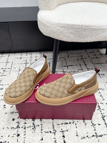 GIÀY SLIP-ON NAM G C C GG JACQUARD CANVAS PHỐI DA