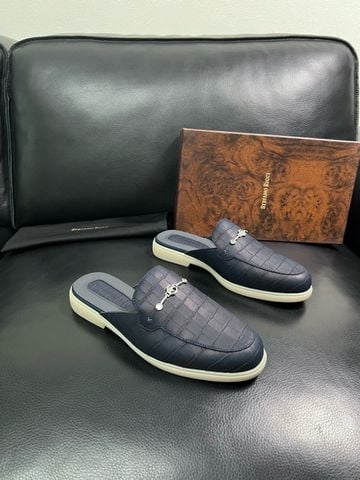 GIÀY SỤC NAM S R  PHOM LOAFER HỞ GÓT DA BÒ CROCO-EMBOSSED