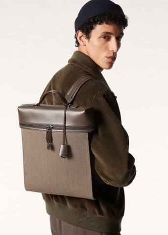 BALO NAM NỮ L P EXTRA BACKPACK L30 SOFT-STRUCTURED PHỐI CASHMERE-WOOL & DA BÒ