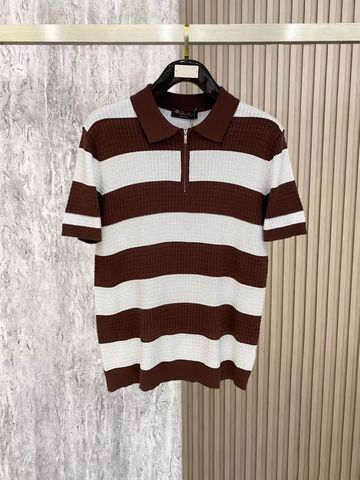 ÁO POLO NAM L P DỆT KIM CỔ ZIP KẺ NGANG TEXTURE Ô VUÔNG