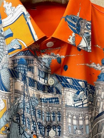 ÁO SƠ MI NAM H M HỌA TIẾT KIẾN TRÚC NGHỆ THUẬT PHOM DÁNG NỔI BẬT ĐẬM CHẤT THỜI TRANG