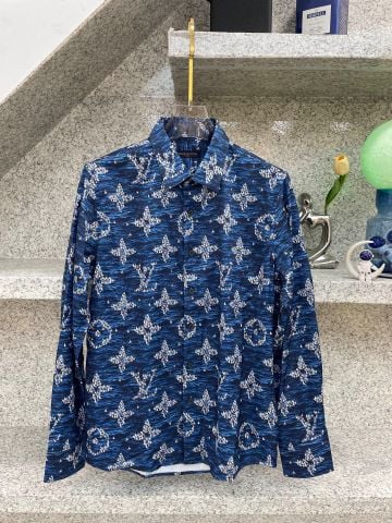 SƠ MI NAM LV* MONOGRAM XANH NAVY