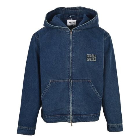 ÁO KHOÁC NAM NỮ MM DENIM LIỀN MŨ THÊU LOGO NỔI PHOM RỘNG CAO CẤP