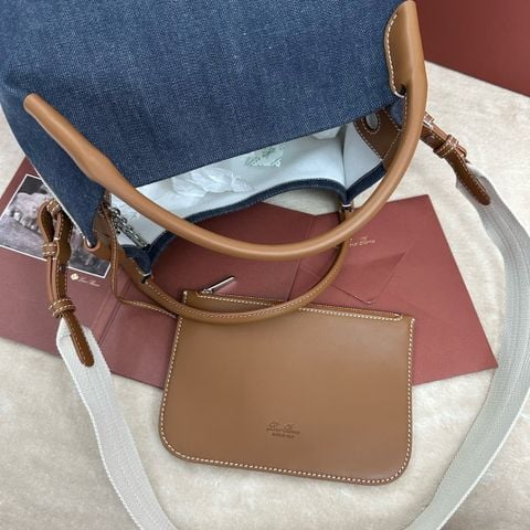 TÚI XÁCH NAM NỮ LP BALE SIZE L PHOM BUCKET DENIM PHỐI DA BÒ