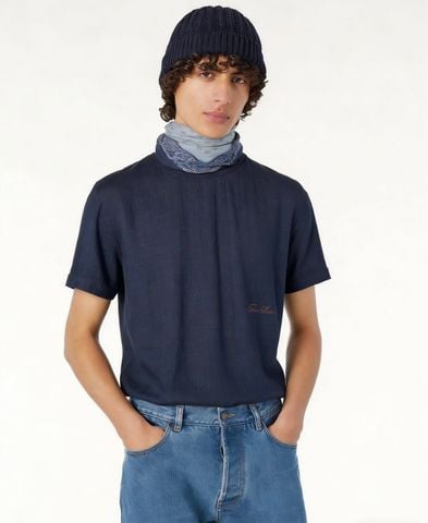 ÁO THUN NAM LP* LINEN JERSEY THÊU CHỮ KÝ PHOM RỘNG NHẸ