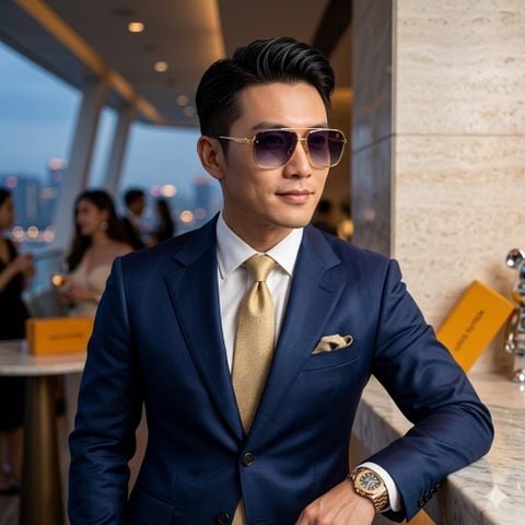 KÍNH MẮT NAM NỮ L V DÁNG VUÔNG PILOT GỌNG KIM LOẠI CẦU ĐÔI TRÒNG CHUYỂN SẮC