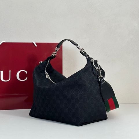 TÚI XÁCH NỮ GC DÁNG HOBO GG CANVAS PHỐI DÂY WEB STRIPE
