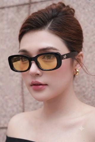KÍNH MẮT NỮ G M ORACLE.S PHOM CHỮ NHẬT BO CONG GỌNG ACETATE TRÒNG VÀNG HỔ PHÁCH