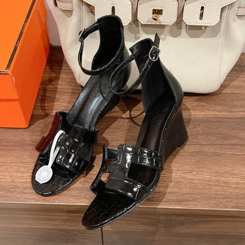 SANDAL NỮ Herme*s WEDGE 7 CM VÂN CÁ SẤU ĐỘC BẢN