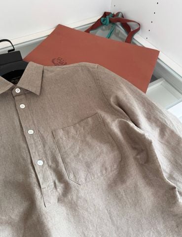 ÁO SƠ MI NAM BC* HEMP COTTON LINEN PHOM RỘNG THOÁNG NHẸ, CỔ BẺ NỬA HÀNG NÚT