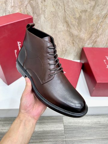 GIÀY BOOTS NAM SALVATOR*E  DA BÒ NÂU CỔ LỬNG