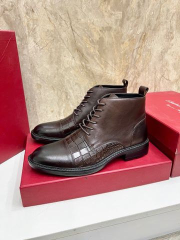 GIÀY NAM SALVATOR*E  BOOTS KIỂU TÂY DA BÒ DẬP VÂN – FORM THON LỊCH LÃM