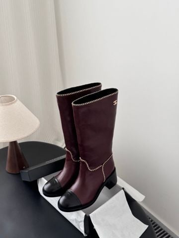 BOOT NỮ CHAN* DA BÒ  DÂY XÍCH CLASSIC MŨI ĐEN THANH LỊCH