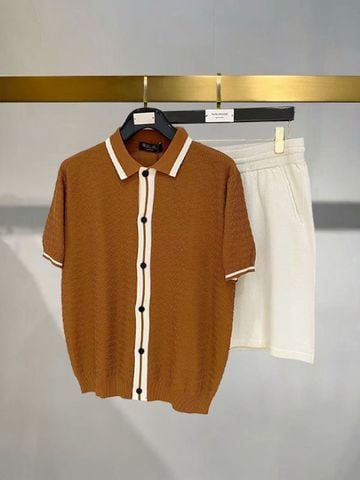 BỘ NAM L P PHONG CÁCH OLD-MONEY – POLO CARDIGAN DỆT VÂN NỔI PHỐI QUẦN SHORT
