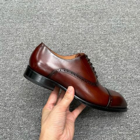 Giày Tây Nam L*V – Oxford Cap-Toe Burgundy Patina
