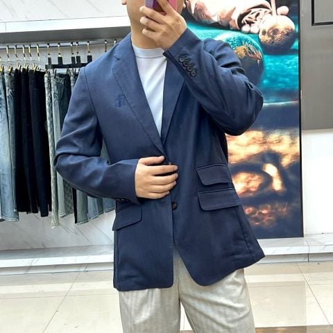 ÁO BLAZER NAM BC* PHOM ĐƠN HÀNG KHUY VE LẬT Ý LINEN PHA TENCEL MỀM NHẸ SANG TRỌNG
