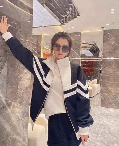 ÁO KHOÁC DỆT KIM NAM NỮ L V PHOM BLOUSON HÀNG HẢI, CỔ TRỤ KHÓA KÉO