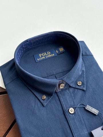 SƠ MI NAM G C KẺ SỌC COTTON POPLIN THÊU ONG