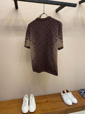ÁO DỆT KIM NGẮN TAY NAM NỮ L V MONOGRAM JACQUARD CREWNECK