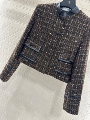 BỘ TWEED NỮ CHANEL* ÁO LỬNG CỔ DA + CHÂN VÁY NGẮN
