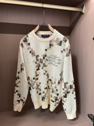 ÁO LEN NAM NỮ L V HOẠ TIẾT DAMIER PIXEL & CHỮ KÝ SIGNATURE