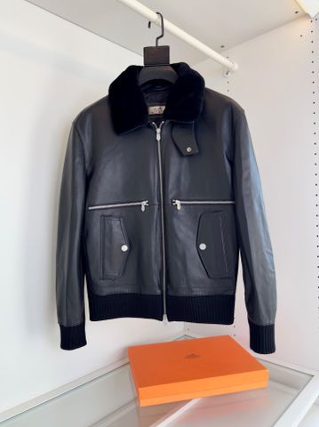 ÁO KHOÁC DA NAM H M CỔ LÔNG LẬT CLASSIC BOMBER