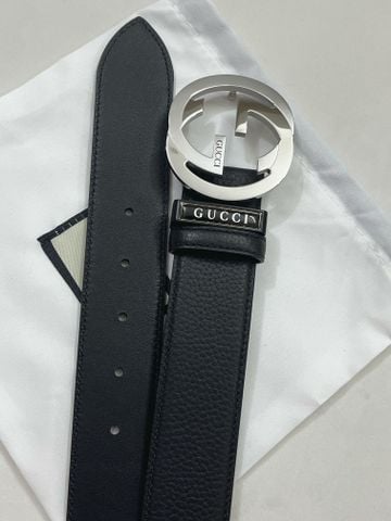 THẮT LƯNG NAM GUCC DA HẠT 38MM – KHÓA TRÒN THÉP BÓNG
