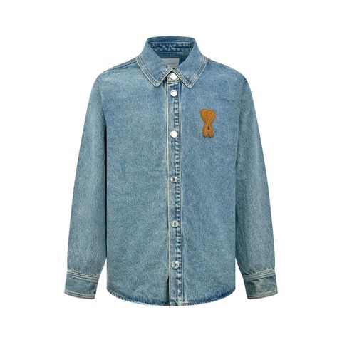 ÁO SƠ MI DENIM NAM A P DÁNG KHOÁC, PHOM RELAXED VÀ HIỆU ỨNG WASH CỔ ĐIỂN