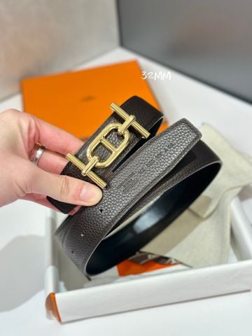 THẮT LƯNG NAM NỮ H M KHÓA ANCRE 3,2CM DÂY DA ĐẢO 2 MẶT