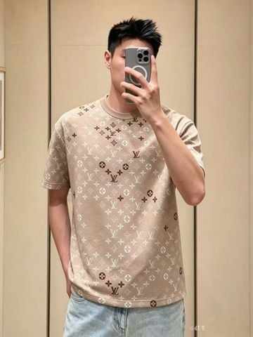 ÁO DỆT KIM NAM NỮ L V MONOGRAM GRADIENT JACQUARD SHORT-SLEEVE