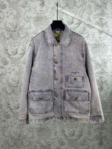 ÁO KHOÁC NAM L V DÁNG WORKWEAR DENIM WASH CỔ BẺ TÚI HỘP ĐINH TÁN 1
