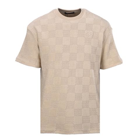 SET ÁO THUN + QUẦN SHORT NAM L V JACQUARD CARO NỔI TERRY COTTON CAO CẤP