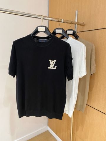ÁO LEN CỘC TAY NAM L V DỆT JACQUARD MONOGRAM NỔI BẬT PHỐI PATCH LOGO