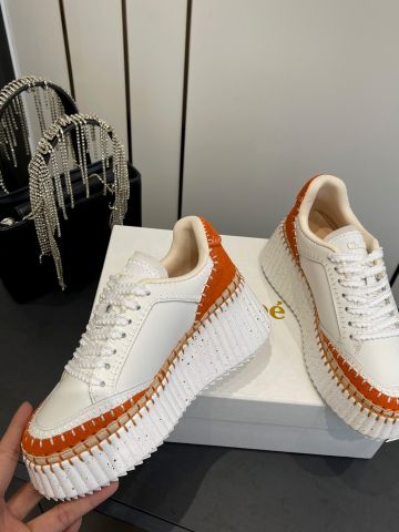 GIÀY NỮ SNEAKER CHLO* ĐẾ GÂN 3D SIÊU NHẸ – TRẮNG CAM