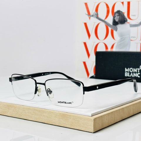 KÍNH MẮT NAM MONTBLANC GỌNG NỬA VIỀN CHỮ NHẬT – TEMPLE ĐEN TINH GỌN, ĐIỂM NHẤN BIỂU TƯỢNG SAO TRẮNG