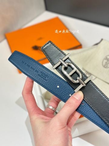 THẮT LƯNG NAM NỮ H M KHÓA ANCRE 3,2CM DÂY DA ĐẢO 2 MẶT