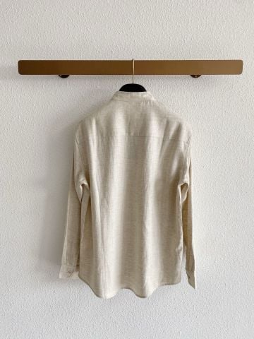 ÁO SƠ MI NAM L P CỔ MANDARIN 100% LINEN Ý