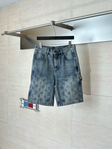 QUẦN SHORT JEAN NAM L V DENIM WORKWEAR MONOGRAM EMBOSSED