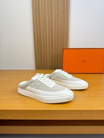 GIÀY SỤC SNEAKER NAM H M PHOM LOW-TOP HỞ GÓT, H CANVAS PHỐI DA BÊ VÂN HẠT