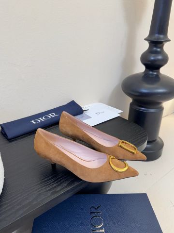 GIÀY NỮ CAO GÓT Di**  MŨI NHỌN LOGO CD VÀNG