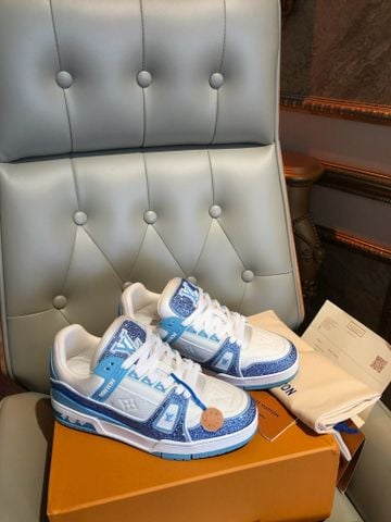 GIÀY THỂ THAO NAM NỮ L*V TRAINER PHỐI DA XANH ĐÍNH LIGHT CRYSTAL HAI LOẠ