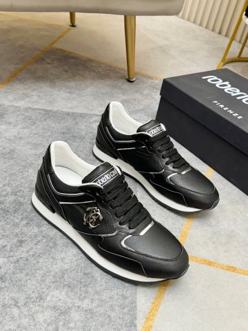 GIÀY THỂ THAO NAM RC PHOM RUNNER DA BÒ PHỐI LOGO KIM LOẠI