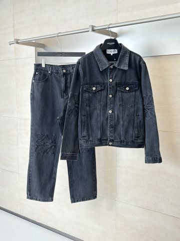 ÁO KHOÁC JEAN NAM LW* THÊU ANAGRAM 3D DÁNG CỔ BẺ WASH VINTAGE