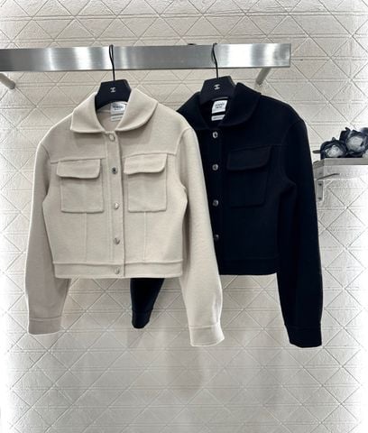 ÁO KHOÁC NỮ HERM BẢN 2025 – LEN HAI MẶT THỦ CÔNG, DÁNG LỬNG CỔ BẺ